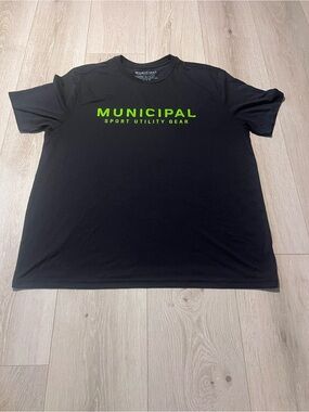 Black Short-Sleeve Tee with Neon Green Logo